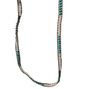 Joseph Nogucci Turquoise Beaded Leather Wrap Bracelet White Beads Jewelry Women